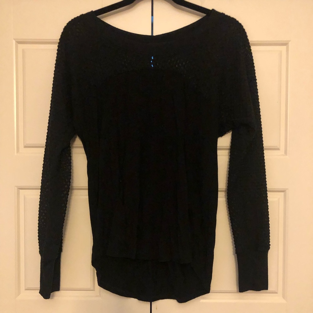 Black top with sheer shoulders